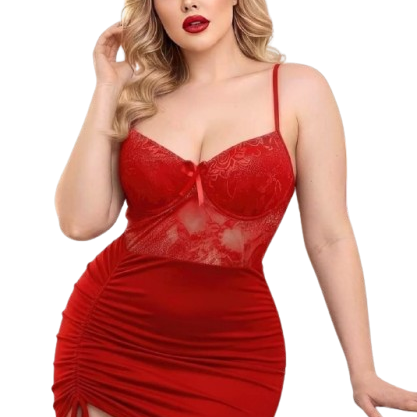 Women’s Ruched Bodycon, imported Butter material, Mini Dress with Lace Bodice