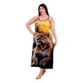 Women's Cheetah Print Slip Dress - Summer Lounge Wear Nightgown, Yellow & Black-Up to 85 KG